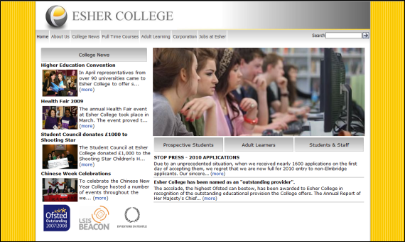 Esher website home page